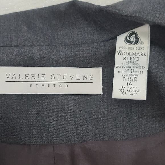 Valerie Stevens Vintage wool double breasted blazer womens Grey Size 14 Office - Picture 7 of 8